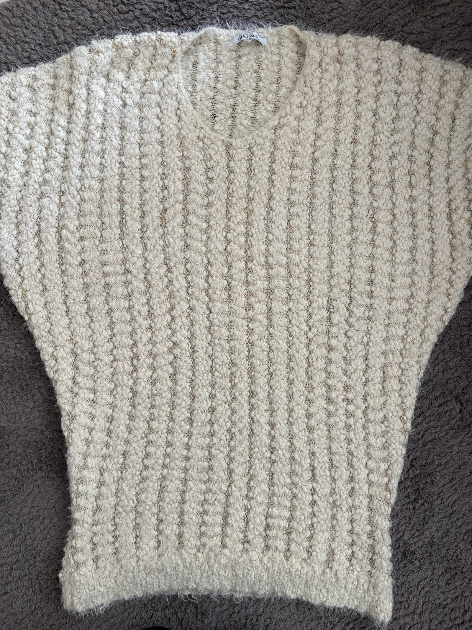 Pull femme 42/44 maille bouclette écru U Collection